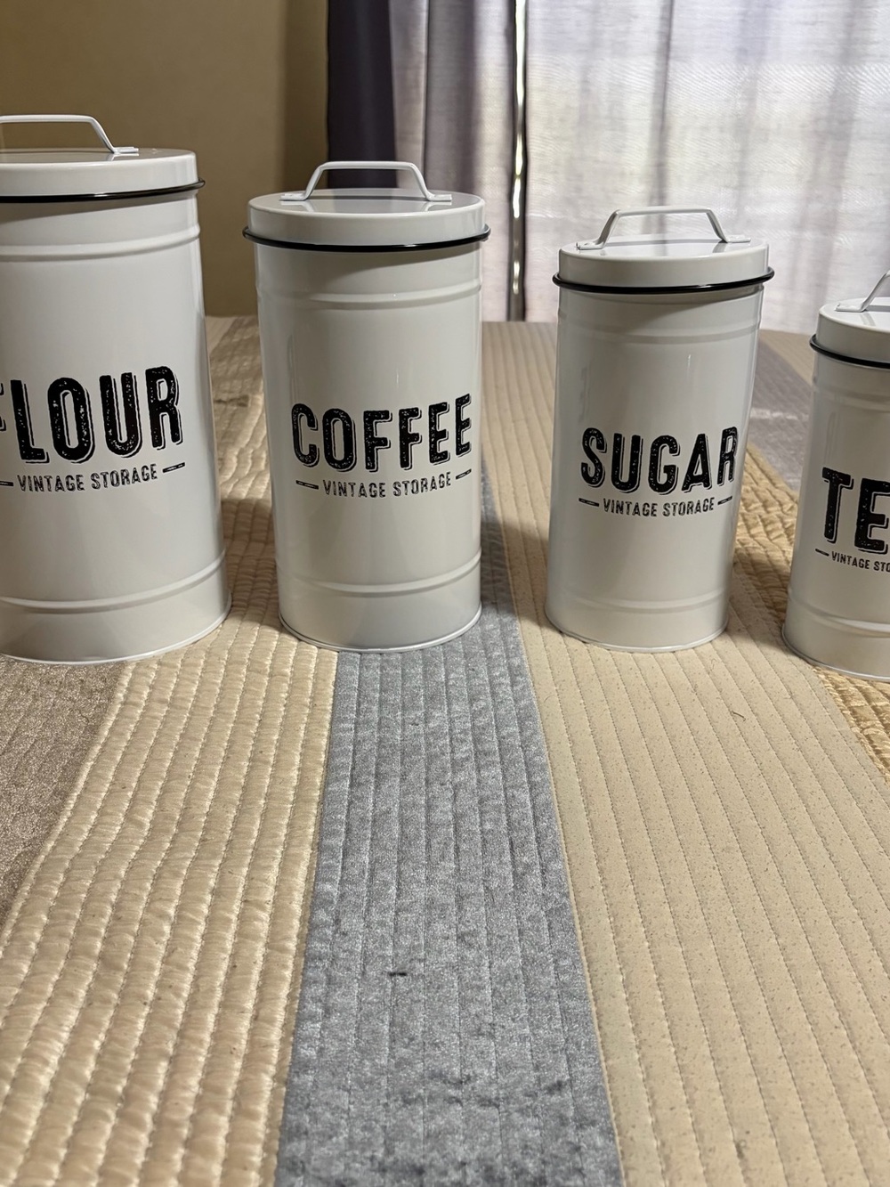 Source Unknown White Farmhouse Canister Set - Flour Coffee Sugar Tea